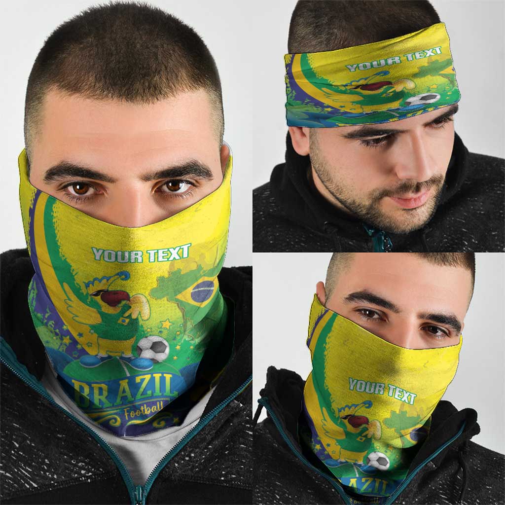 Brazil Football 2026 Custom Neck Gaiter Come On Selecao Brasil Parrot Mascot