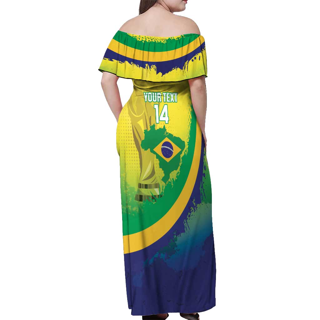 Brazil Football 2026 Custom Off Shoulder Maxi Dress Come On Selecao Brasil Parrot Mascot
