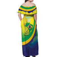 Brazil Football 2026 Custom Off Shoulder Maxi Dress Come On Selecao Brasil Parrot Mascot
