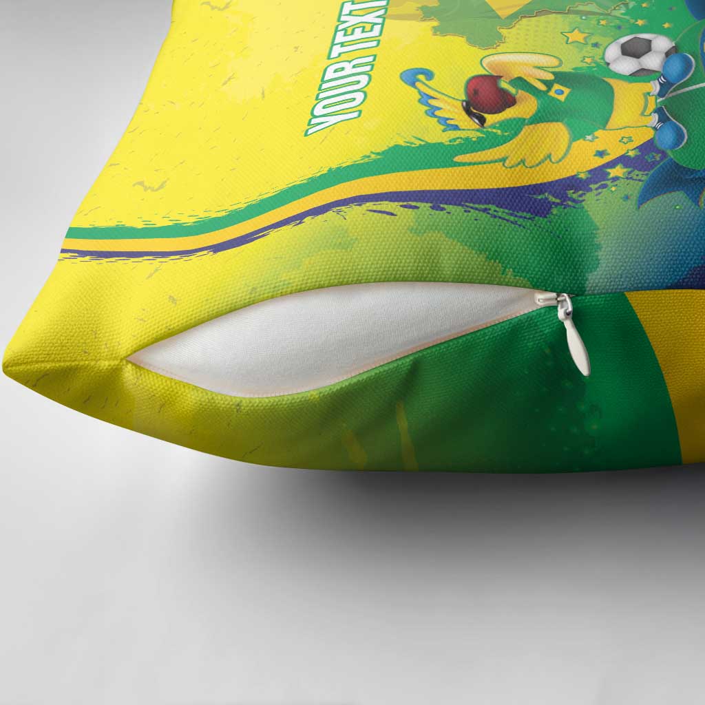 Brazil Football 2026 Custom Pillow Cover Come On Selecao Brasil Parrot Mascot