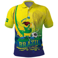Brazil Football 2026 Custom Polo Shirt Come On Selecao Brasil Parrot Mascot