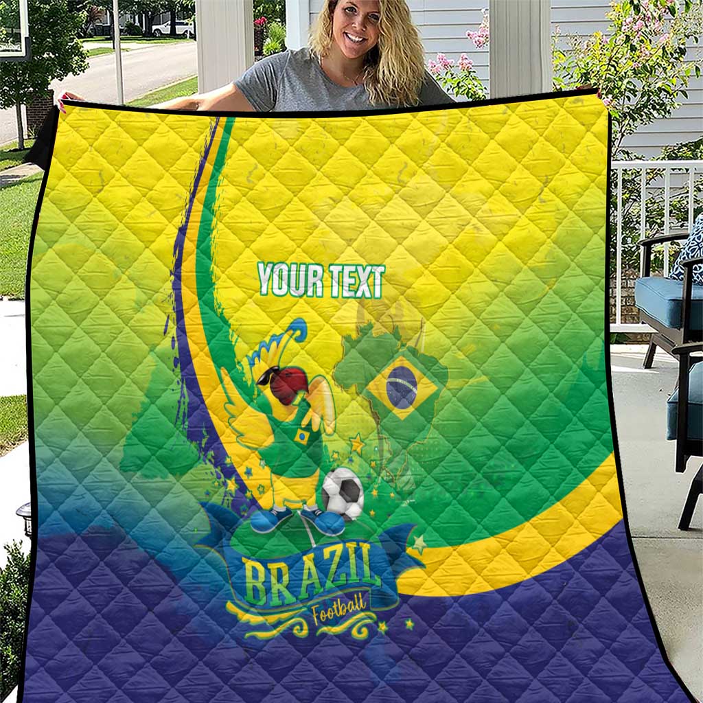 Brazil Football 2026 Custom Quilt Come On Selecao Brasil Parrot Mascot