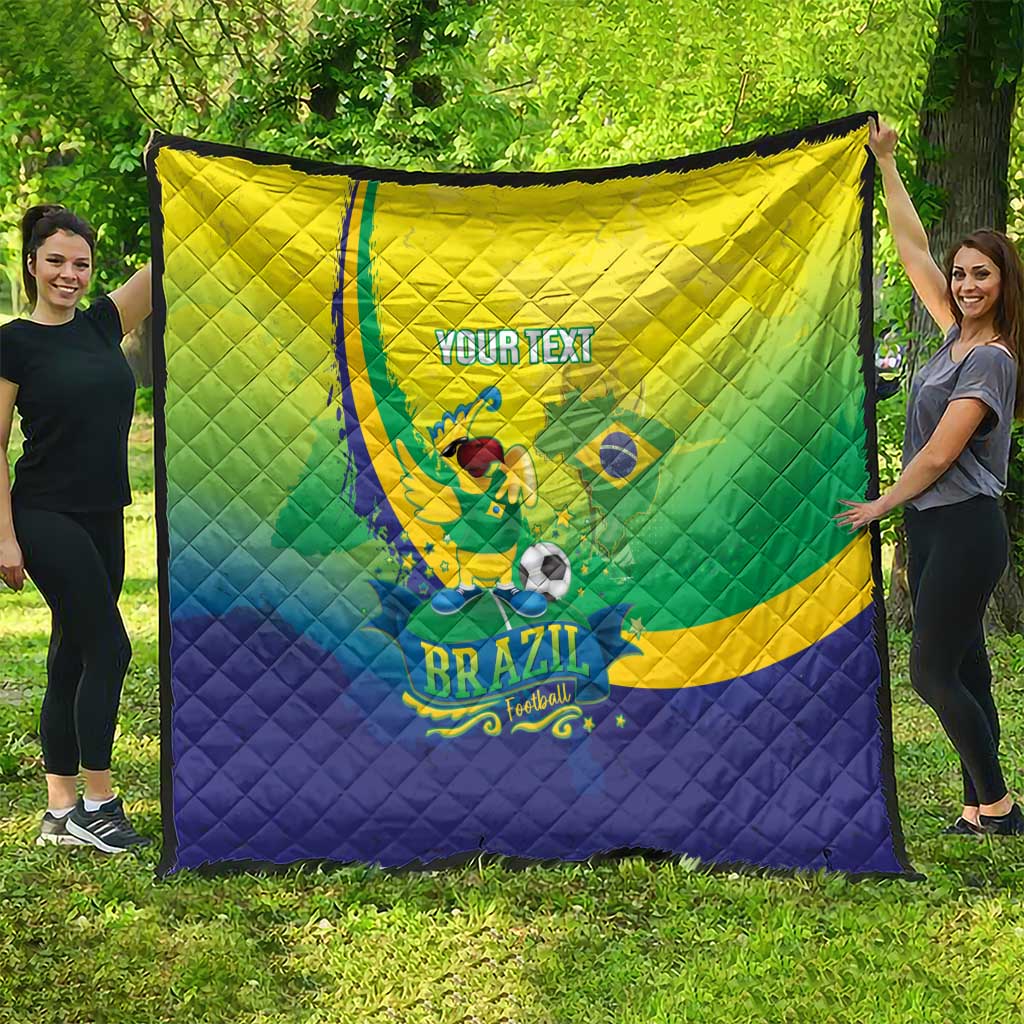 Brazil Football 2026 Custom Quilt Come On Selecao Brasil Parrot Mascot
