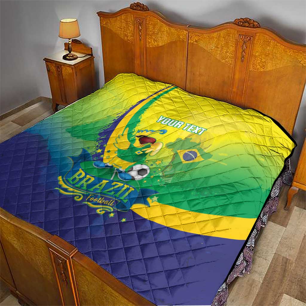 Brazil Football 2026 Custom Quilt Come On Selecao Brasil Parrot Mascot