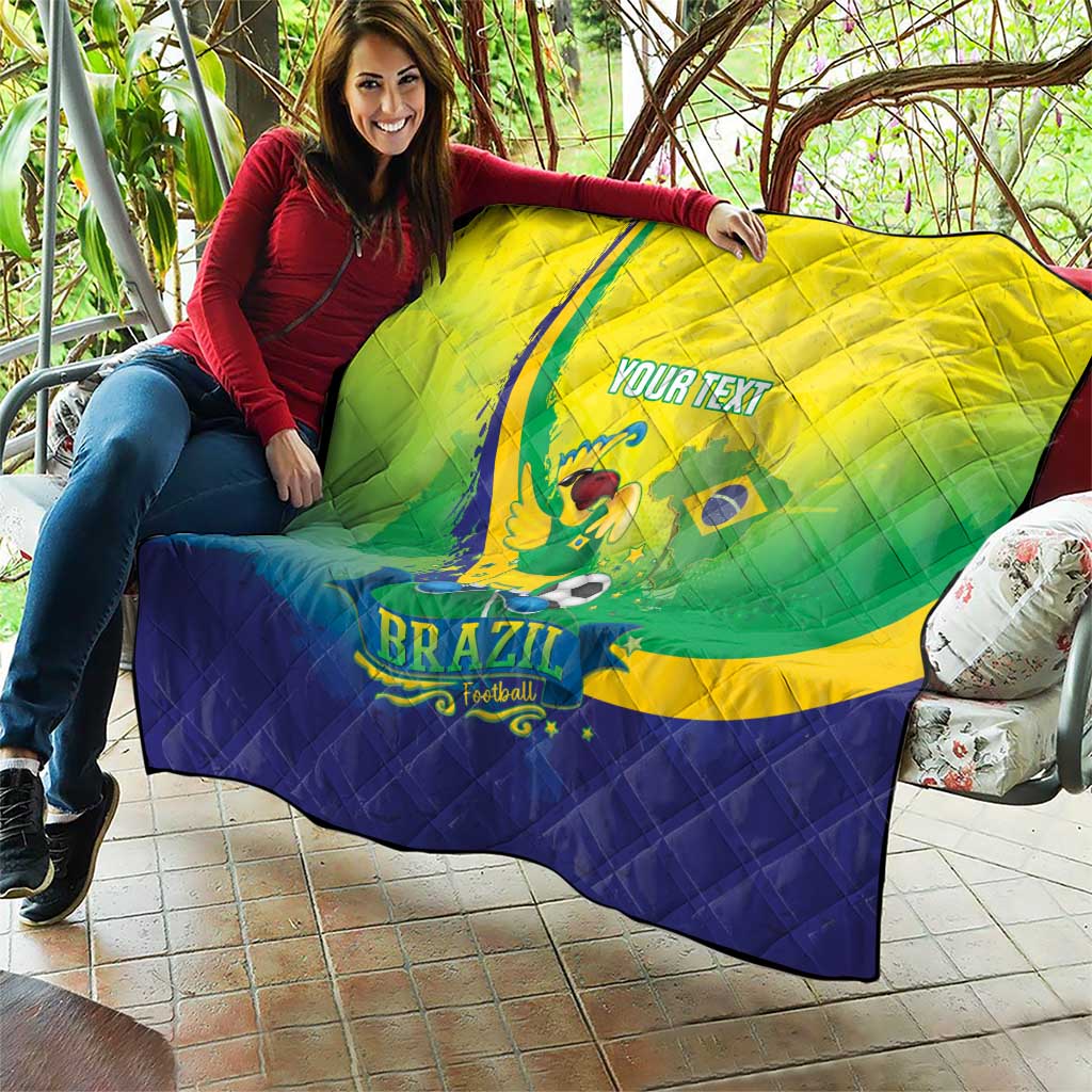 Brazil Football 2026 Custom Quilt Come On Selecao Brasil Parrot Mascot