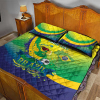 Brazil Football 2026 Custom Quilt Bed Set Come On Selecao Brasil Parrot Mascot