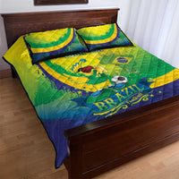 Brazil Football 2026 Custom Quilt Bed Set Come On Selecao Brasil Parrot Mascot