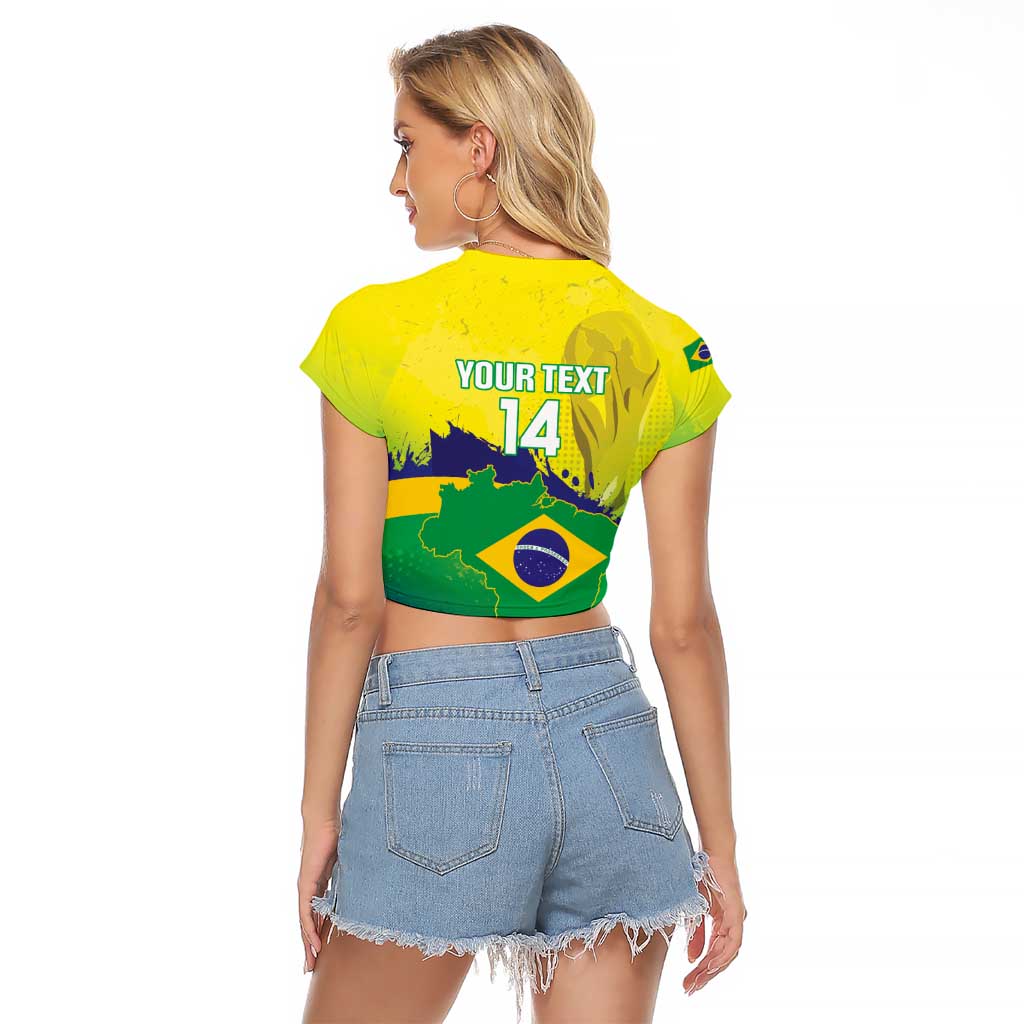 Brazil Football 2026 Custom Raglan Cropped T Shirt Come On Selecao Brasil Parrot Mascot