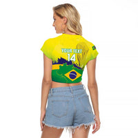 Brazil Football 2026 Custom Raglan Cropped T Shirt Come On Selecao Brasil Parrot Mascot