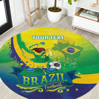 Brazil Football 2026 Custom Round Carpet Come On Selecao Brasil Parrot Mascot