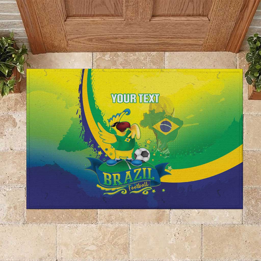 Brazil Football 2026 Custom Rubber Doormat Come On Selecao Brasil Parrot Mascot