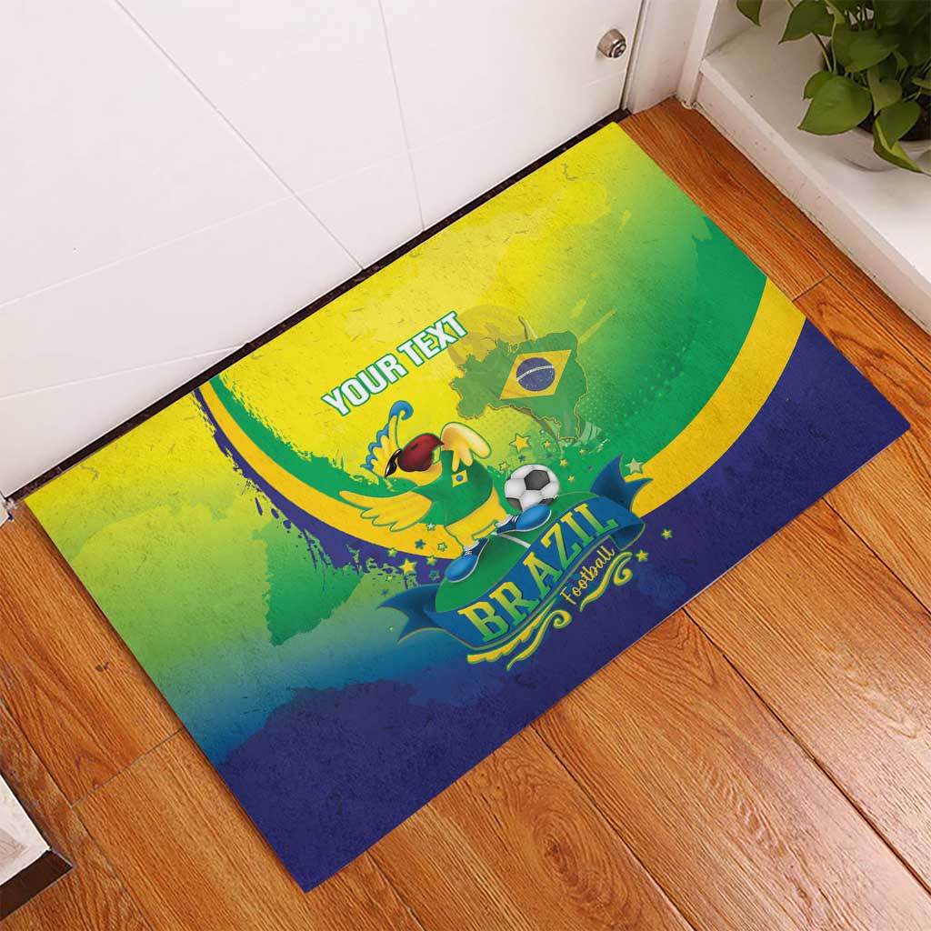 Brazil Football 2026 Custom Rubber Doormat Come On Selecao Brasil Parrot Mascot