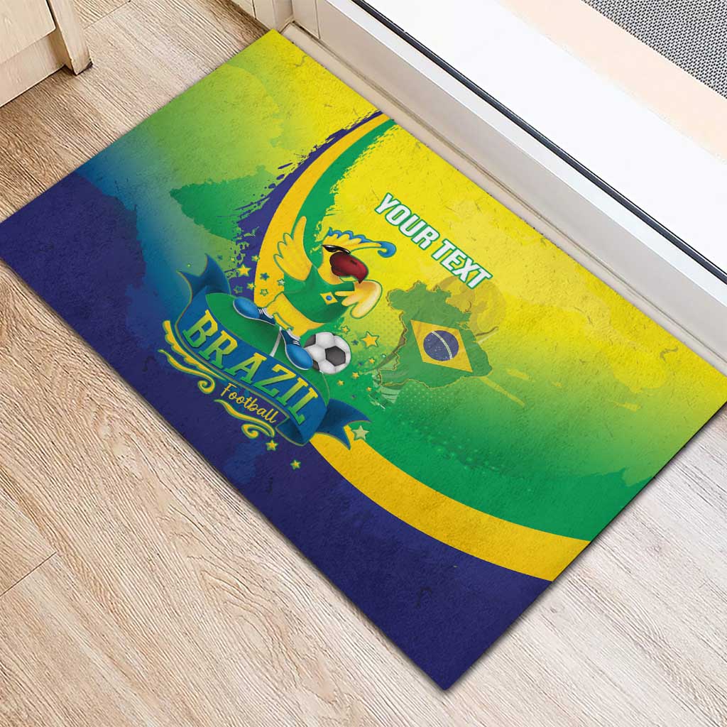 Brazil Football 2026 Custom Rubber Doormat Come On Selecao Brasil Parrot Mascot