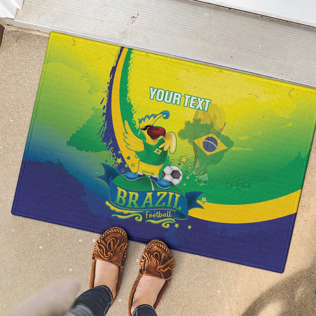 Brazil Football 2026 Custom Rubber Doormat Come On Selecao Brasil Parrot Mascot