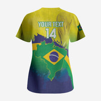Brazil Football 2026 Custom Scrub Top Come On Selecao Brasil Parrot Mascot