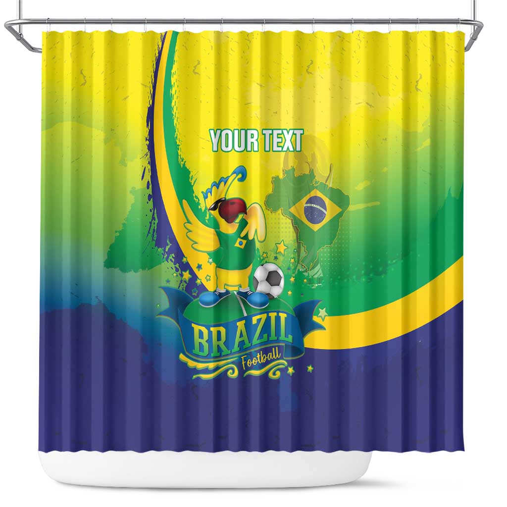 Brazil Football 2026 Custom Shower Curtain Come On Selecao Brasil Parrot Mascot