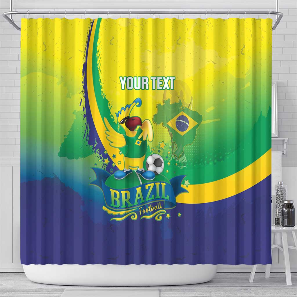 Brazil Football 2026 Custom Shower Curtain Come On Selecao Brasil Parrot Mascot