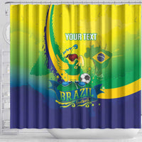 Brazil Football 2026 Custom Shower Curtain Come On Selecao Brasil Parrot Mascot