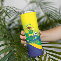 Brazil Football 2026 Custom Skinny Tumbler Come On Selecao Brasil Parrot Mascot