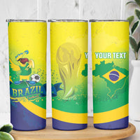 Brazil Football 2026 Custom Skinny Tumbler Come On Selecao Brasil Parrot Mascot