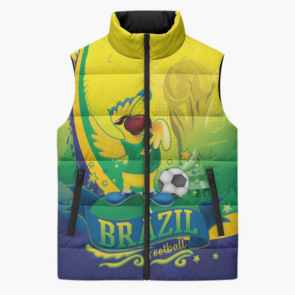 Brazil Football 2026 Custom Sleeveless Puffer Jacket Come On Selecao Brasil Parrot Mascot