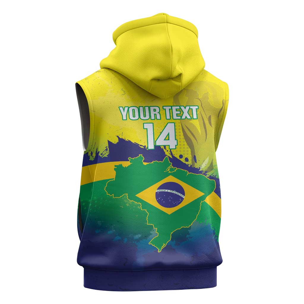 Brazil Football 2026 Custom Sleeveless Zip Hoodie Come On Selecao Brasil Parrot Mascot