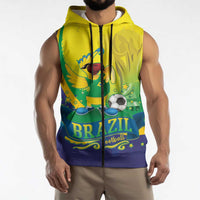 Brazil Football 2026 Custom Sleeveless Zip Hoodie Come On Selecao Brasil Parrot Mascot