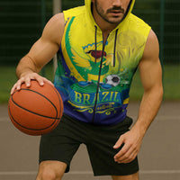 Brazil Football 2026 Custom Sleeveless Zip Hoodie Come On Selecao Brasil Parrot Mascot