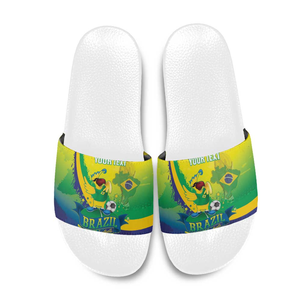 Brazil Football 2026 Custom Slide Sandals Come On Selecao Brasil Parrot Mascot