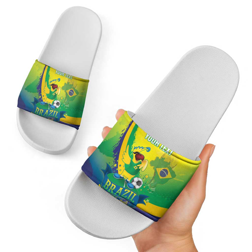 Brazil Football 2026 Custom Slide Sandals Come On Selecao Brasil Parrot Mascot