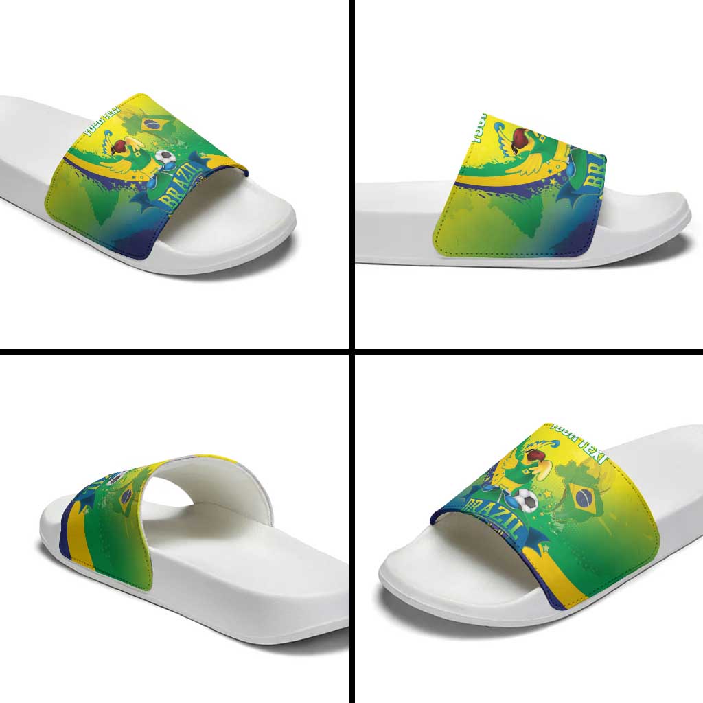Brazil Football 2026 Custom Slide Sandals Come On Selecao Brasil Parrot Mascot