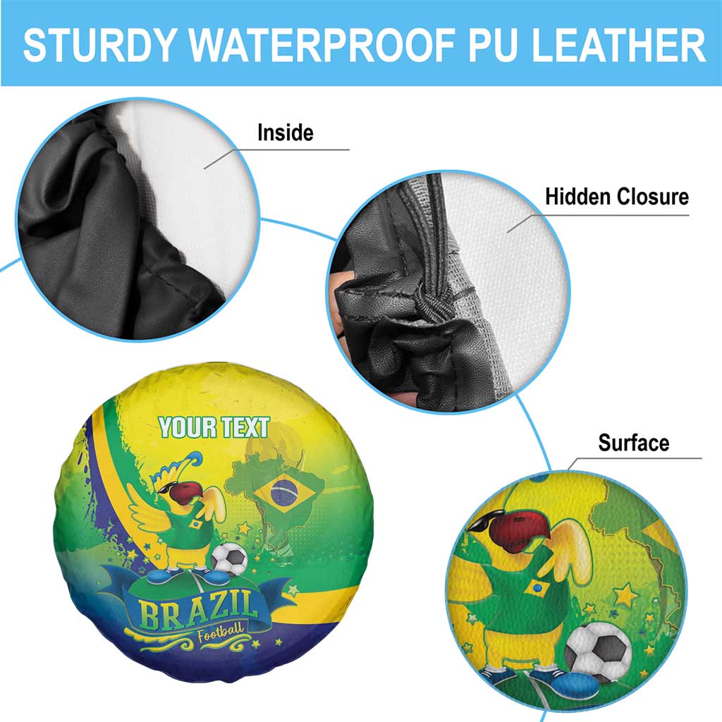 Brazil Football 2026 Custom Spare Tire Cover Come On Selecao Brasil Parrot Mascot