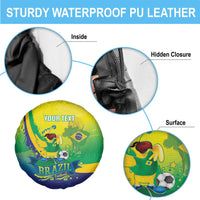 Brazil Football 2026 Custom Spare Tire Cover Come On Selecao Brasil Parrot Mascot