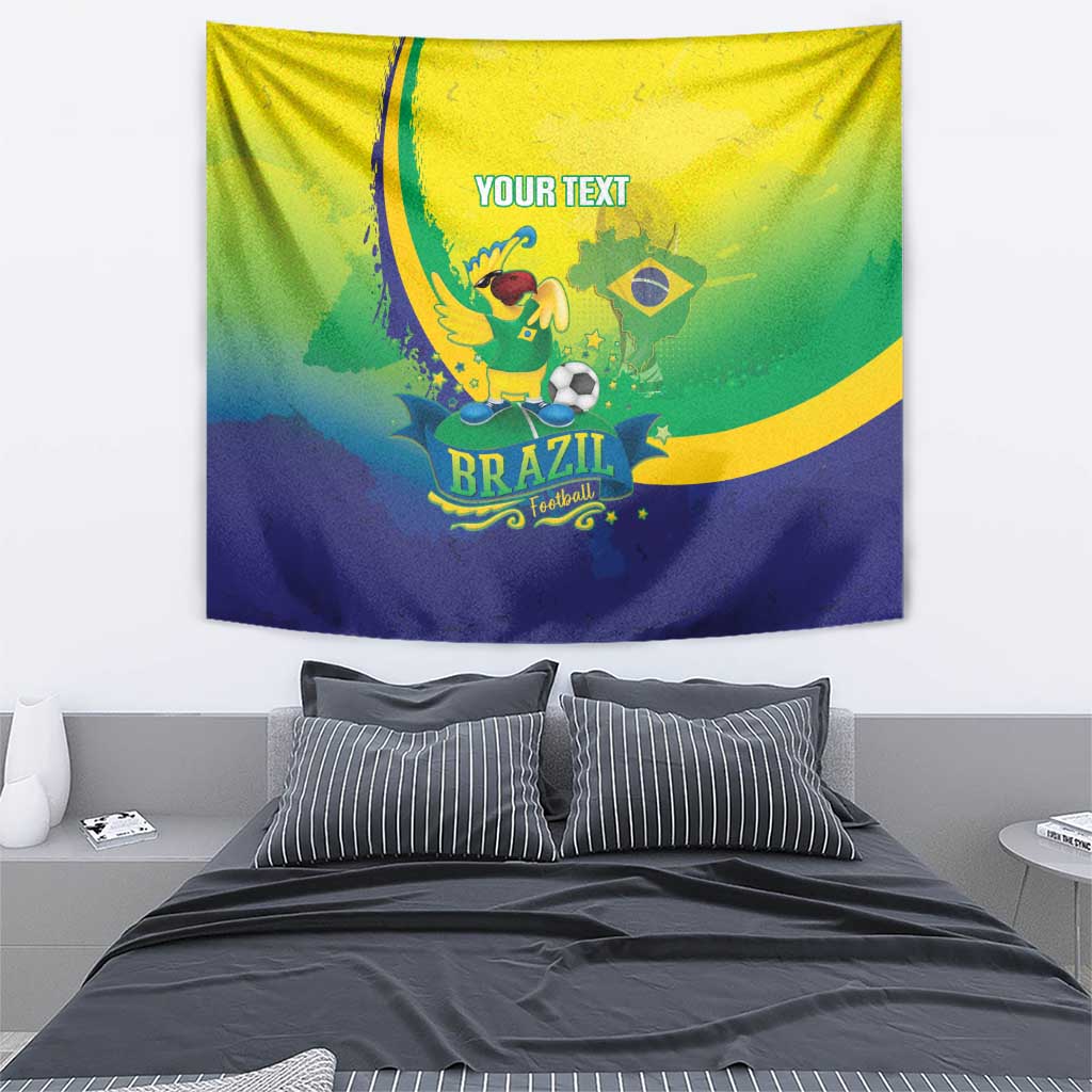 Brazil Football 2026 Custom Tapestry Come On Selecao Brasil Parrot Mascot