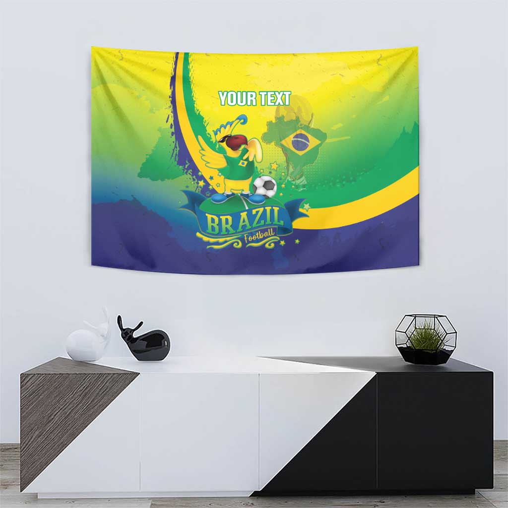 Brazil Football 2026 Custom Tapestry Come On Selecao Brasil Parrot Mascot