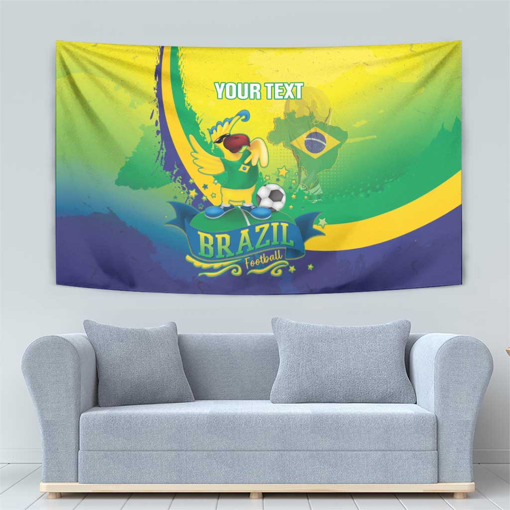 Brazil Football 2026 Custom Tapestry Come On Selecao Brasil Parrot Mascot