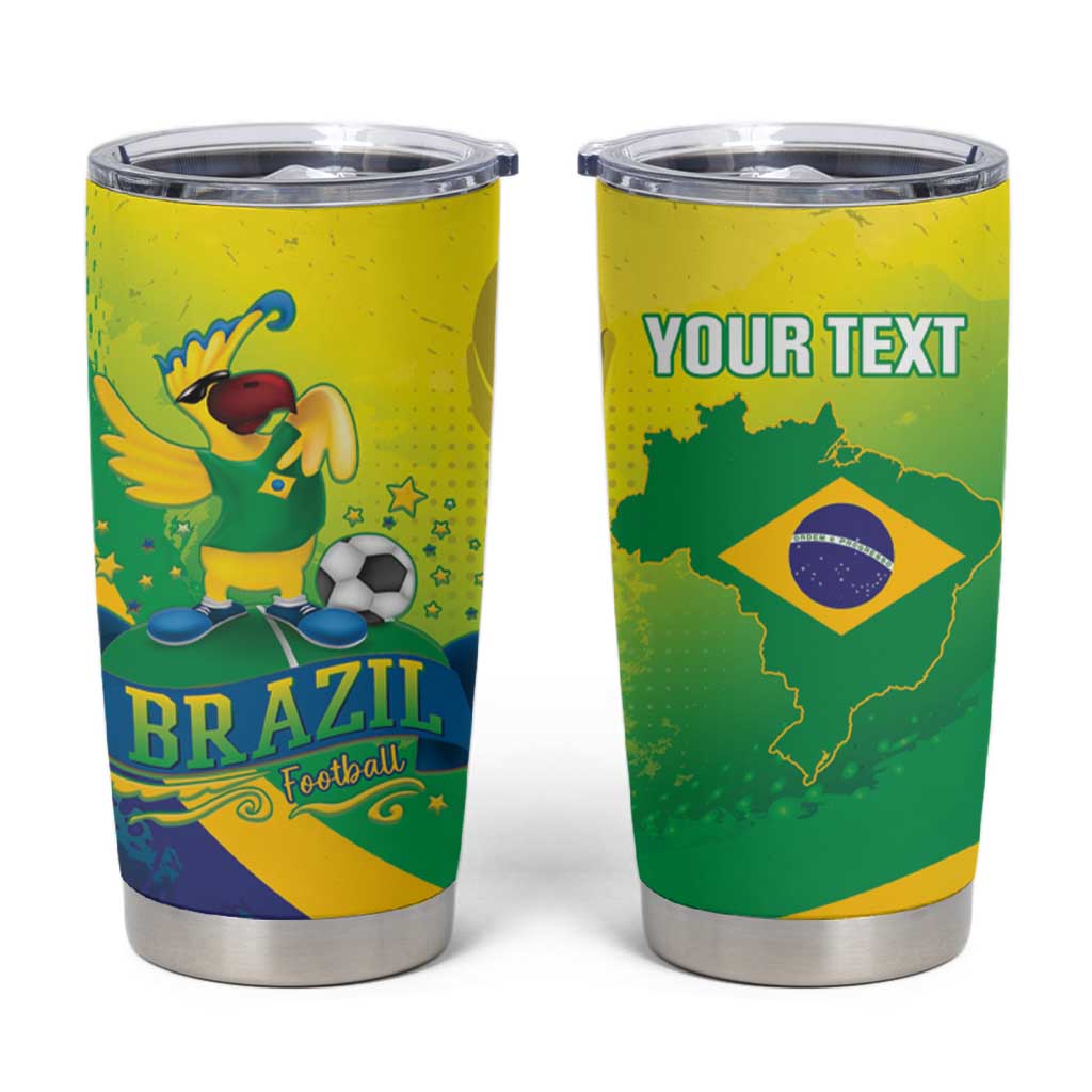 Brazil Football 2026 Custom Tumbler Cup Come On Selecao Brasil Parrot Mascot