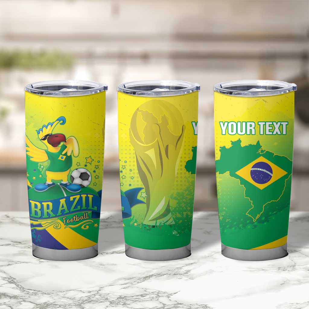 Brazil Football 2026 Custom Tumbler Cup Come On Selecao Brasil Parrot Mascot