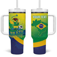 Brazil Football 2026 Custom Tumbler With Handle Come On Selecao Brasil Parrot Mascot