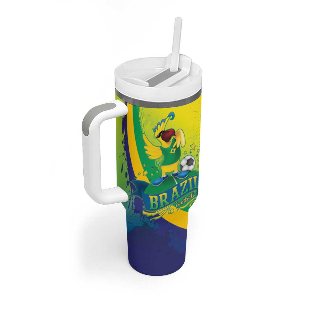 Brazil Football 2026 Custom Tumbler With Handle Come On Selecao Brasil Parrot Mascot