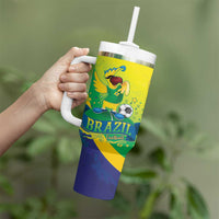 Brazil Football 2026 Custom Tumbler With Handle Come On Selecao Brasil Parrot Mascot