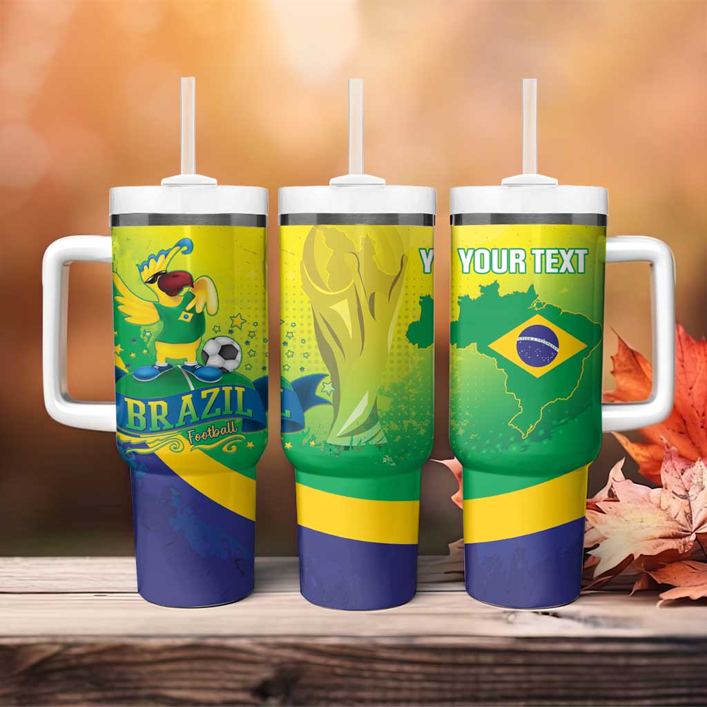 Brazil Football 2026 Custom Tumbler With Handle Come On Selecao Brasil Parrot Mascot