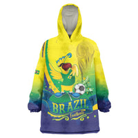 Brazil Football 2026 Custom Wearable Blanket Hoodie Come On Selecao Brasil Parrot Mascot