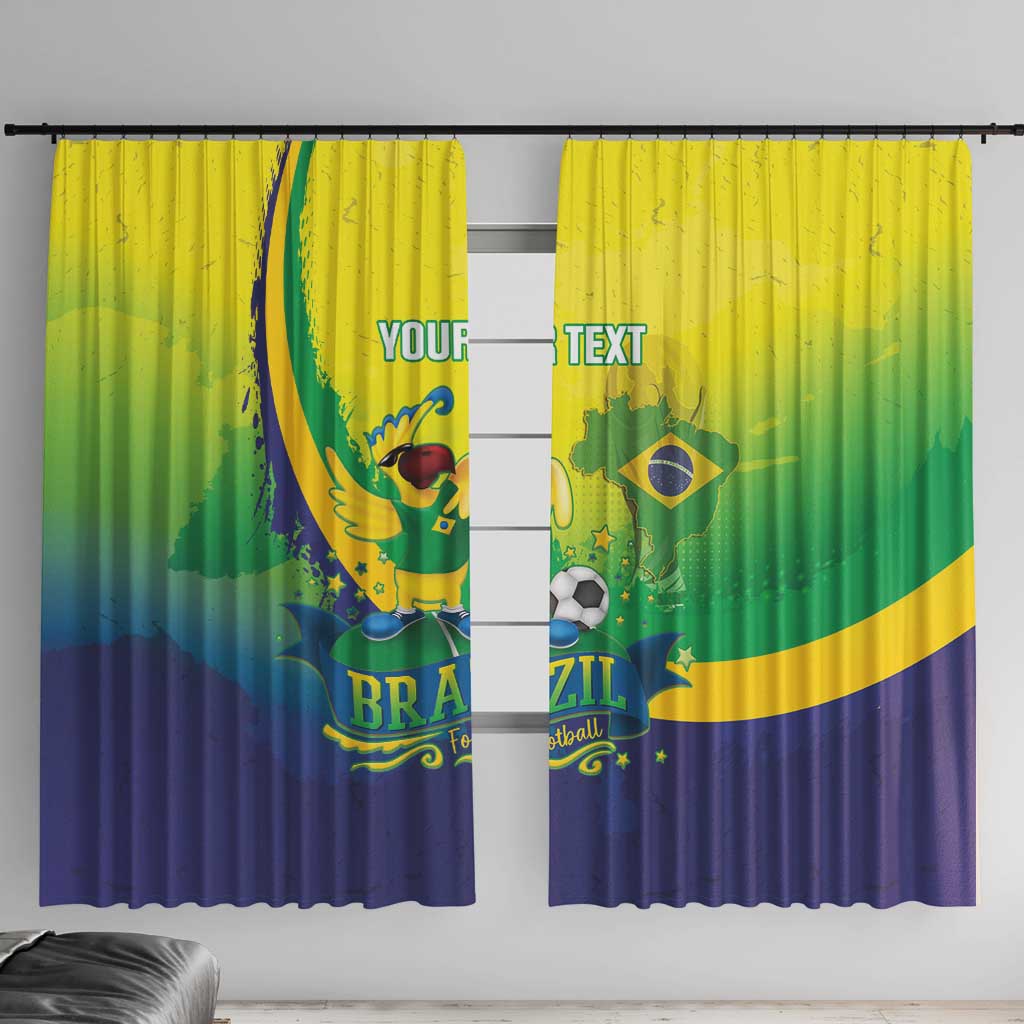 Brazil Football 2026 Custom Window Curtain Come On Selecao Brasil Parrot Mascot