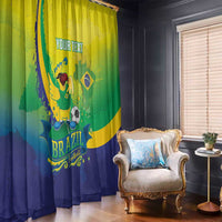 Brazil Football 2026 Custom Window Curtain Come On Selecao Brasil Parrot Mascot