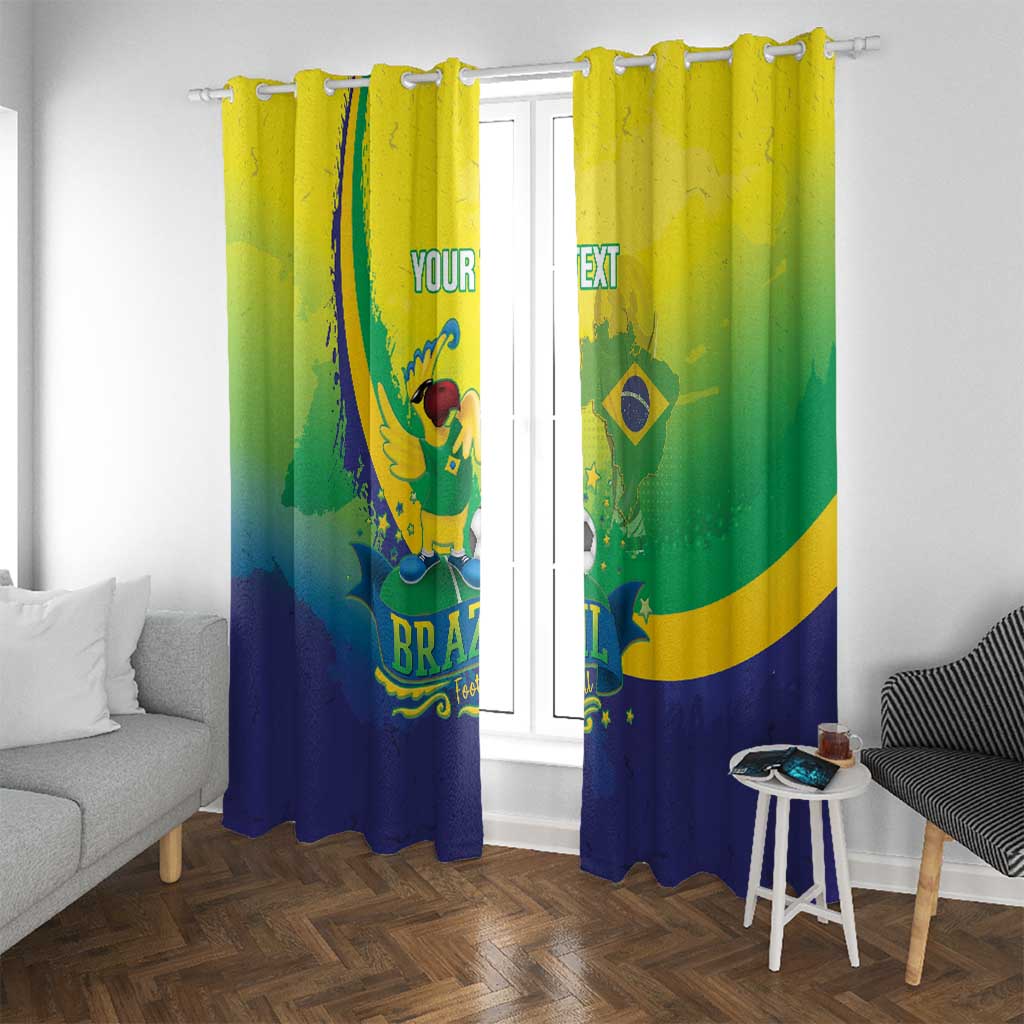 Brazil Football 2026 Custom Window Curtain Come On Selecao Brasil Parrot Mascot