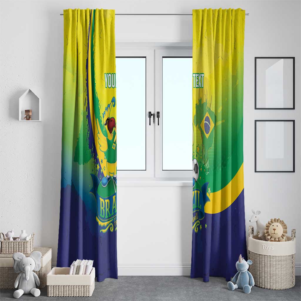 Brazil Football 2026 Custom Window Curtain Come On Selecao Brasil Parrot Mascot