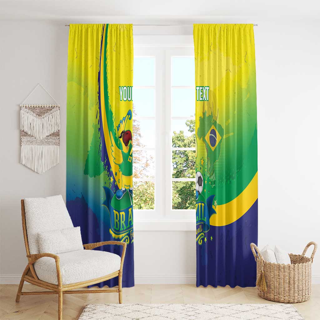 Brazil Football 2026 Custom Window Curtain Come On Selecao Brasil Parrot Mascot