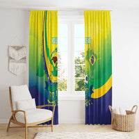 Brazil Football 2026 Custom Window Curtain Come On Selecao Brasil Parrot Mascot