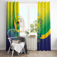 Brazil Football 2026 Custom Window Curtain Come On Selecao Brasil Parrot Mascot